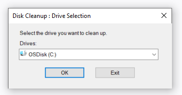 disk cleanup: drive selection